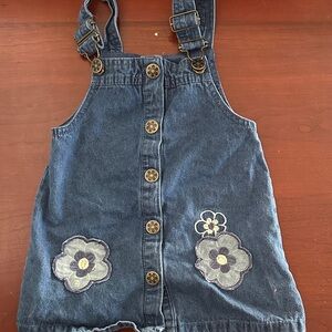 Daisy Fuentes Blue Kids Overalls with Floral Accents
